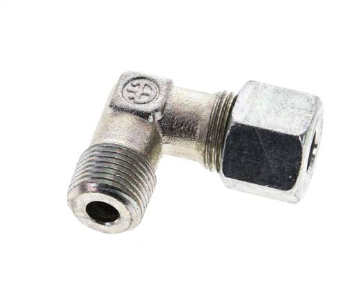 3/8'' NPT Außengewinde x 10S Verzinkter Stahl 90 Grad Winkel Schneidring 630 Bar DIN 2353