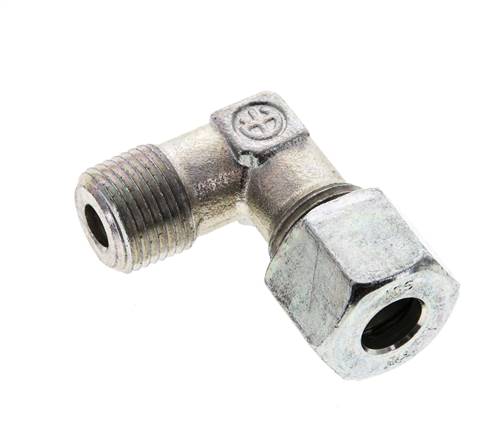 3/8'' NPT Außengewinde x 10S Verzinkter Stahl 90 Grad Winkel Schneidring 630 Bar DIN 2353