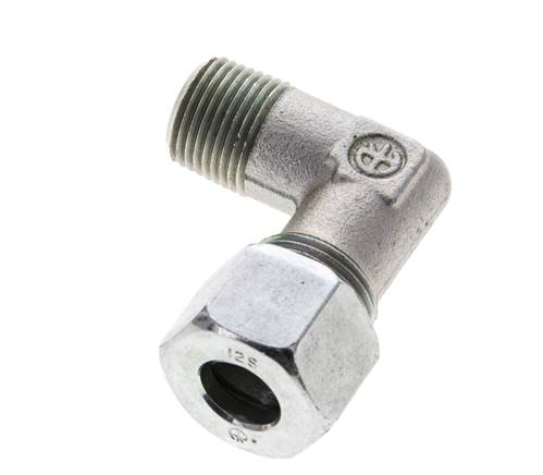 3/8'' NPT Außengewinde x 12S Verzinkter Stahl 90 Grad Winkel Schneidring 630 Bar DIN 2353