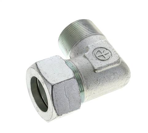 1 1/2'' NPT Außengewinde x 38S Verzinkter Stahl 90 Grad Winkel Schneidring 315 Bar DIN 2353