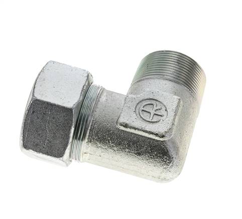 1 1/2'' NPT Außengewinde x 38S Verzinkter Stahl 90 Grad Winkel Schneidring 315 Bar DIN 2353