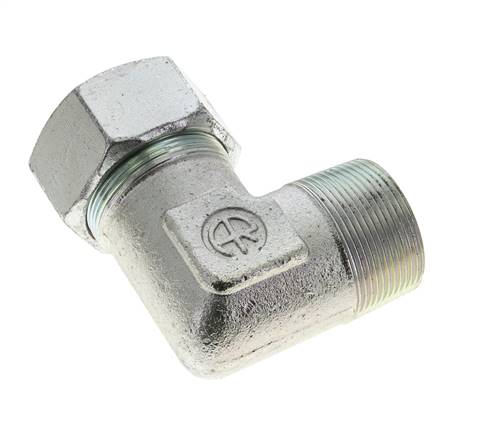 1 1/2'' NPT Außengewinde x 38S Verzinkter Stahl 90 Grad Winkel Schneidring 315 Bar DIN 2353