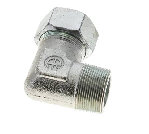 1 1/2'' NPT Außengewinde x 38S Verzinkter Stahl 90 Grad Winkel Schneidring 315 Bar DIN 2353