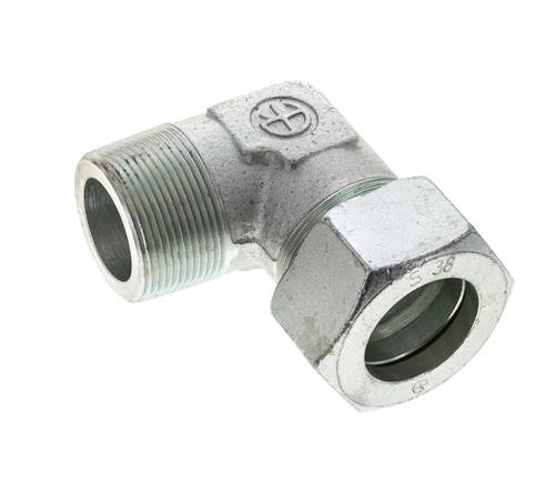 1 1/2'' NPT Außengewinde x 38S Verzinkter Stahl 90 Grad Winkel Schneidring 315 Bar DIN 2353