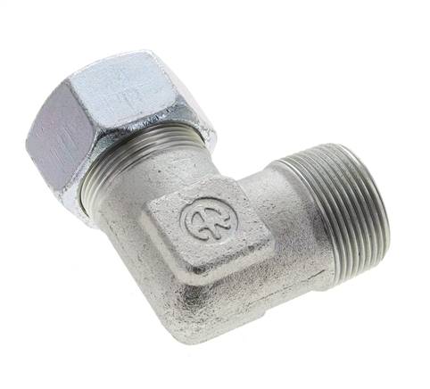 1 1/4'' NPT Außengewinde x 30S Verzinkter Stahl 90 Grad Winkel Schneidring 400 Bar DIN 2353