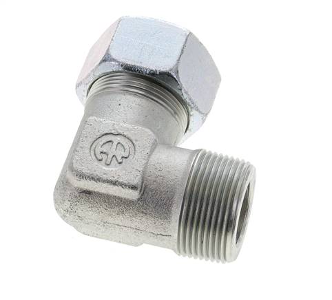 1 1/4'' NPT Außengewinde x 30S Verzinkter Stahl 90 Grad Winkel Schneidring 400 Bar DIN 2353