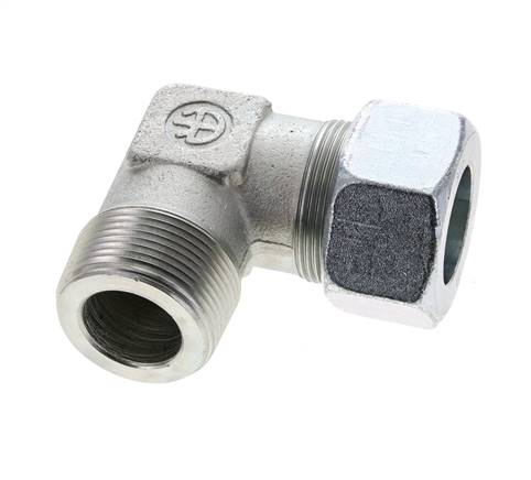 1 1/4'' NPT Außengewinde x 30S Verzinkter Stahl 90 Grad Winkel Schneidring 400 Bar DIN 2353