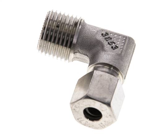 1/2'' NPT Außengewinde x 8S Edelstahl 90 Grad Ellenbogen Schneidring 630 Bar DIN 2353