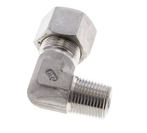 1/2'' NPT Außengewinde x 16S Edelstahl 90 Grad Ellenbogen Schneidring 400 Bar DIN 2353