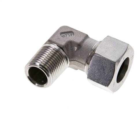 1/2'' NPT Außengewinde x 18L Edelstahl 90 Grad Ellenbogen Schneidring 315 Bar DIN 2353
