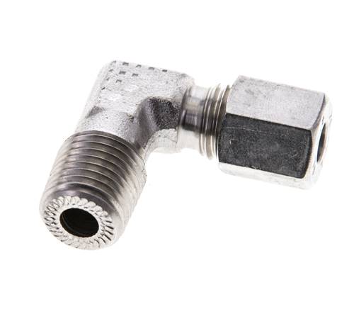 1/4'' NPT Außengewinde x 6L Edelstahl 90 Grad Ellenbogen Schneidring 315 Bar DIN 2353