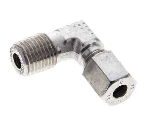 1/4'' NPT Außengewinde x 6L Edelstahl 90 Grad Ellenbogen Schneidring 315 Bar DIN 2353