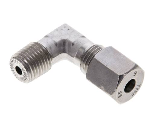 1/4'' NPT Außengewinde x 6S Edelstahl 90 Grad Winkel Schneidring 630 Bar DIN 2353