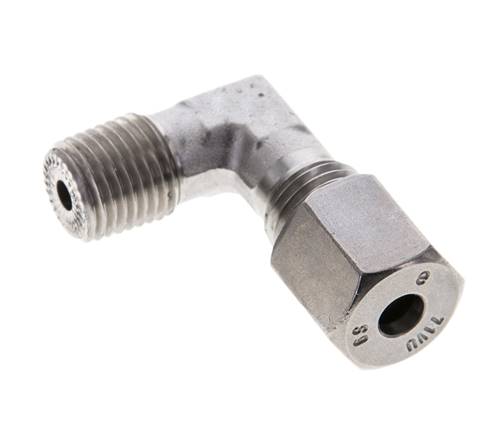1/4'' NPT Außengewinde x 6S Edelstahl 90 Grad Winkel Schneidring 630 Bar DIN 2353