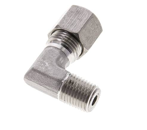 1/4'' NPT Außengewinde x 8S Edelstahl 90 Grad Winkel Schneidring 630 Bar DIN 2353