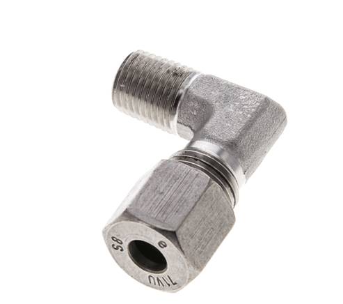 1/4'' NPT Außengewinde x 8S Edelstahl 90 Grad Winkel Schneidring 630 Bar DIN 2353