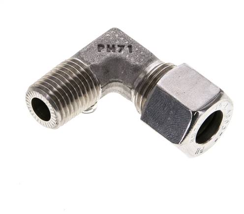 1/4'' NPT Außengewinde x 10L Edelstahl 90 Grad Ellenbogen Schneidring 315 Bar DIN 2353