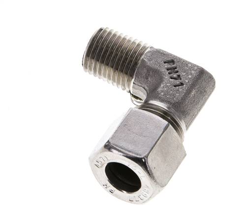 1/4'' NPT Außengewinde x 10L Edelstahl 90 Grad Ellenbogen Schneidring 315 Bar DIN 2353