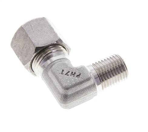 1/4'' NPT Außengewinde x 10S Edelstahl 90 Grad Ellenbogen Schneidring 630 Bar DIN 2353