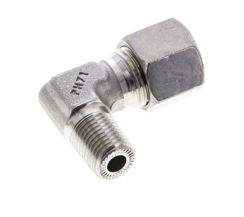 1/4'' NPT Außengewinde x 10S Edelstahl 90 Grad Ellenbogen Schneidring 630 Bar DIN 2353