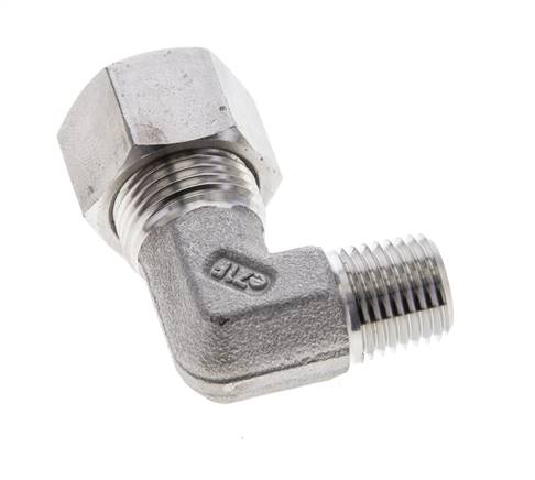 1/4'' NPT Außengewinde x 12L Edelstahl 90 Grad Ellenbogen Schneidring 315 Bar DIN 2353