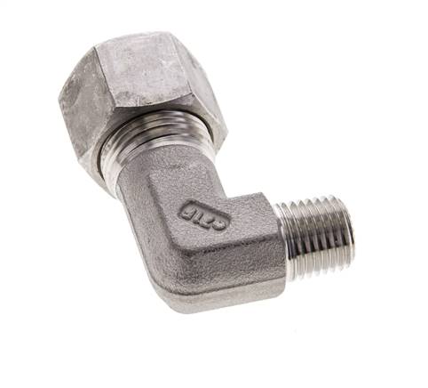 1/4'' NPT Außengewinde x 12S Edelstahl 90 Grad Winkel Schneidring 630 Bar DIN 2353