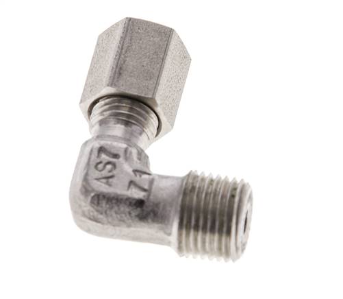 1/8'' NPT Außengewinde x 4LL Edelstahl 90 Grad Ellenbogen Schneidring 100 Bar DIN 2353