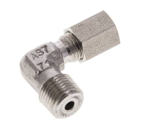 1/8'' NPT Außengewinde x 4LL Edelstahl 90 Grad Ellenbogen Schneidring 100 Bar DIN 2353