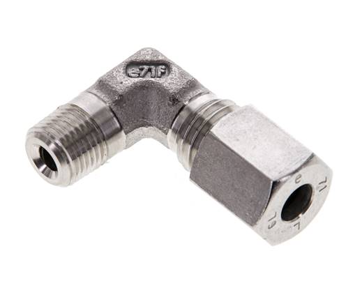 1/8'' NPT Außengewinde x 6L Edelstahl 90 Grad Ellenbogen Schneidring 315 Bar DIN 2353