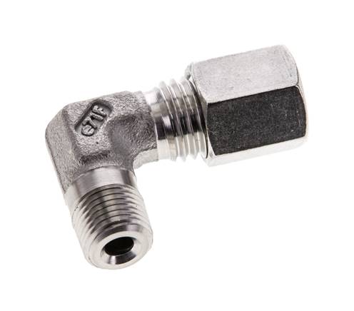 1/8'' NPT Außengewinde x 6L Edelstahl 90 Grad Ellenbogen Schneidring 315 Bar DIN 2353