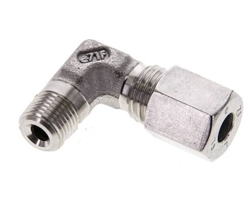 1/8'' NPT Außengewinde x 6L Edelstahl 90 Grad Ellenbogen Schneidring 315 Bar DIN 2353