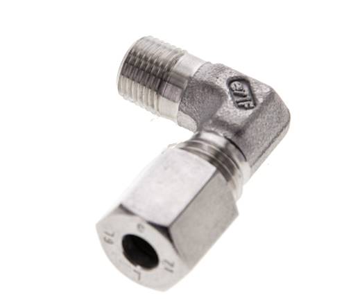 1/8'' NPT Außengewinde x 6L Edelstahl 90 Grad Ellenbogen Schneidring 315 Bar DIN 2353