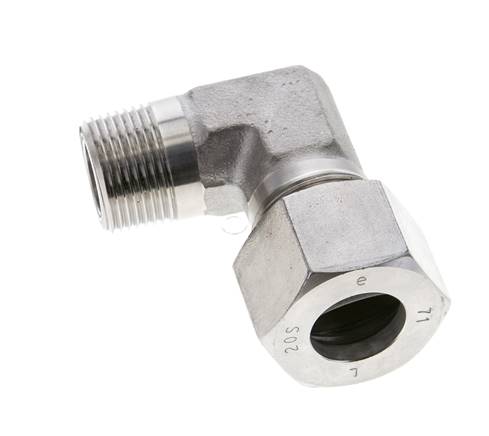 3/4'' NPT Außengewinde x 20S Edelstahl 90 Grad Ellenbogen Schneidring 400 Bar DIN 2353