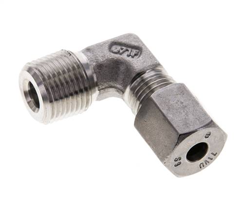 3/8'' NPT Außengewinde x 6S Edelstahl 90 Grad Winkel Schneidring 630 Bar DIN 2353