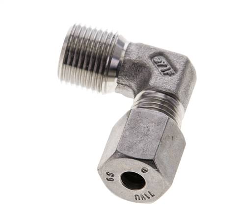 3/8'' NPT Außengewinde x 6S Edelstahl 90 Grad Winkel Schneidring 630 Bar DIN 2353