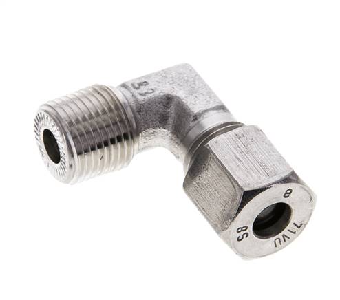 3/8'' NPT Außengewinde x 8S Edelstahl 90 Grad Winkel Schneidring 630 Bar DIN 2353