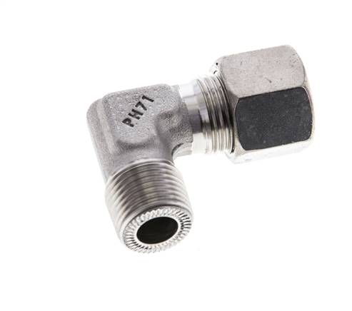 3/8'' NPT Außengewinde x 10S Edelstahl 90 Grad Ellenbogen Schneidring 630 Bar DIN 2353