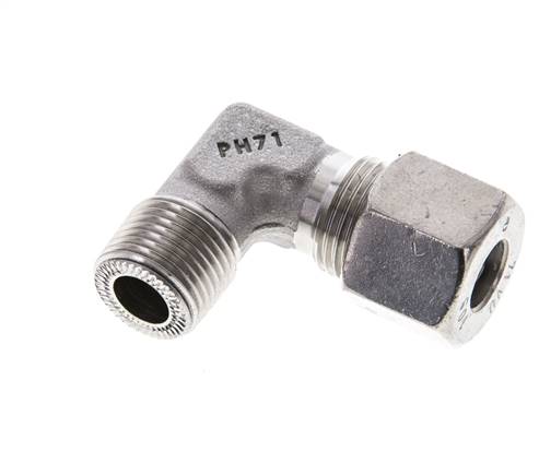 3/8'' NPT Außengewinde x 10S Edelstahl 90 Grad Ellenbogen Schneidring 630 Bar DIN 2353