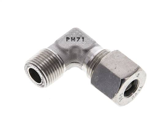 3/8'' NPT Außengewinde x 10S Edelstahl 90 Grad Ellenbogen Schneidring 630 Bar DIN 2353