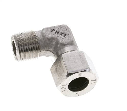 3/8'' NPT Außengewinde x 12L Edelstahl 90 Grad Ellenbogen Schneidring 315 Bar DIN 2353