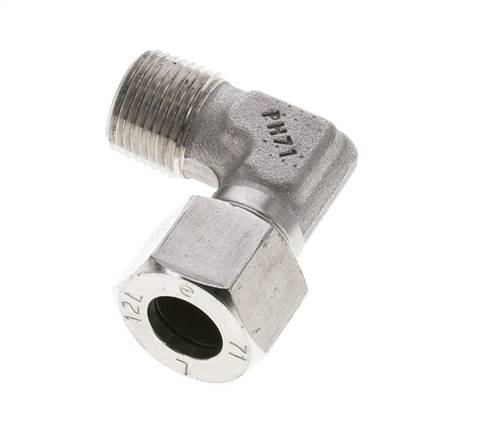 3/8'' NPT Außengewinde x 12L Edelstahl 90 Grad Ellenbogen Schneidring 315 Bar DIN 2353