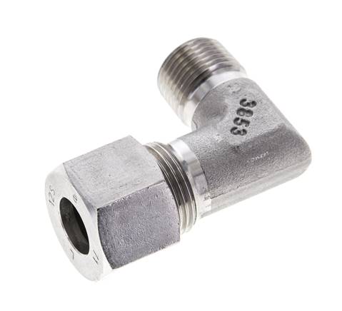 3/8'' NPT Außengewinde x 12S Edelstahl 90 Grad Winkel Schneidring 630 Bar DIN 2353