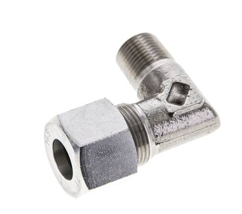 3/8'' NPT Außengewinde x 14S Edelstahl 90 Grad Ellenbogen Schneidring 630 Bar DIN 2353