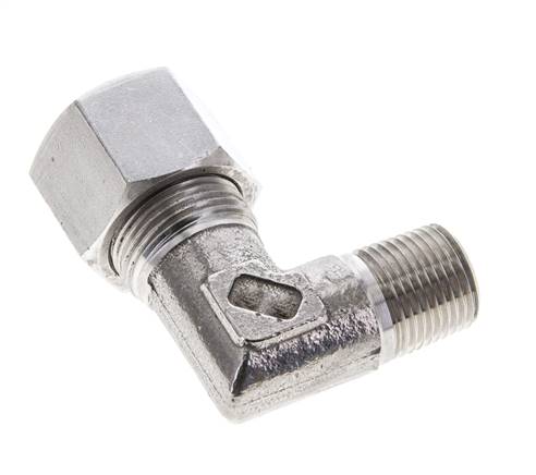 3/8'' NPT Außengewinde x 14S Edelstahl 90 Grad Ellenbogen Schneidring 630 Bar DIN 2353