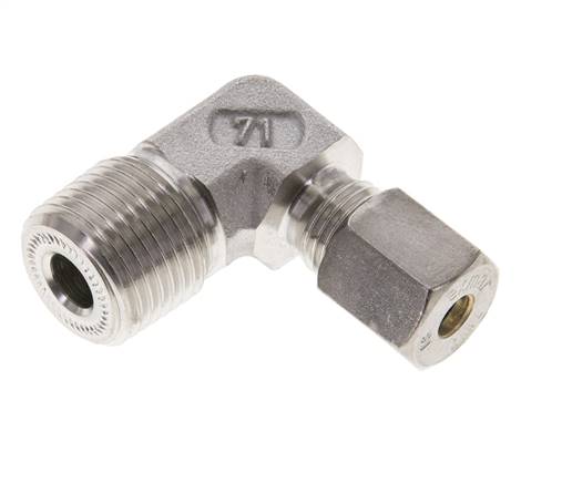 1/2'' NPT-Außengewinde x 6S Edelstahl 90-Grad-Kompressionsverschraubung 630 bar DIN 2353