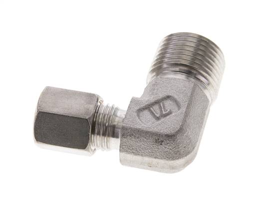 1/2'' NPT-Außengewinde x 6S Edelstahl 90-Grad-Kompressionsverschraubung 630 bar DIN 2353