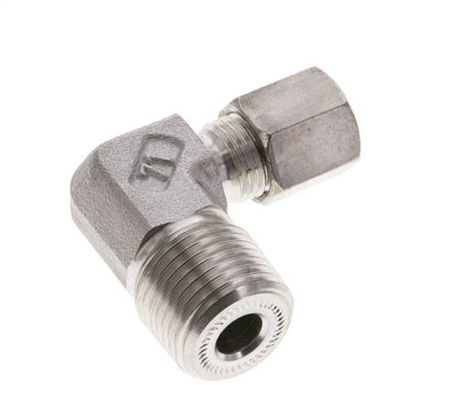 1/2'' NPT-Außengewinde x 6S Edelstahl 90-Grad-Kompressionsverschraubung 630 bar DIN 2353