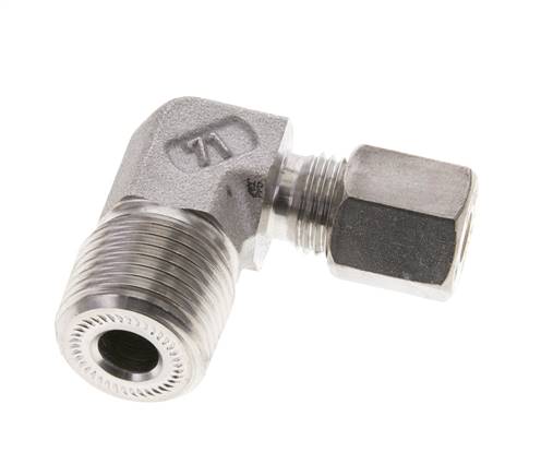 1/2'' NPT-Außengewinde x 6S Edelstahl 90-Grad-Kompressionsverschraubung 630 bar DIN 2353
