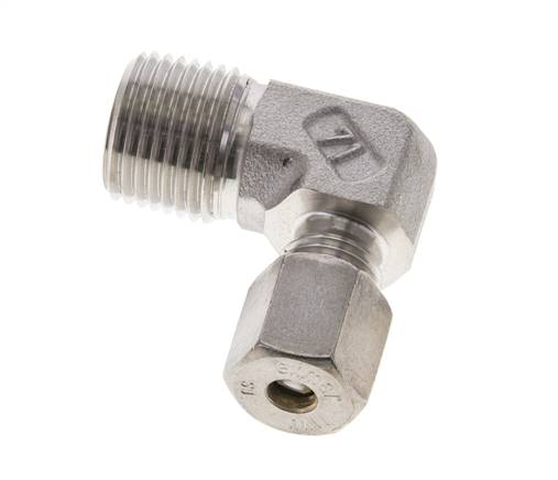 1/2'' NPT-Außengewinde x 6S Edelstahl 90-Grad-Kompressionsverschraubung 630 bar DIN 2353