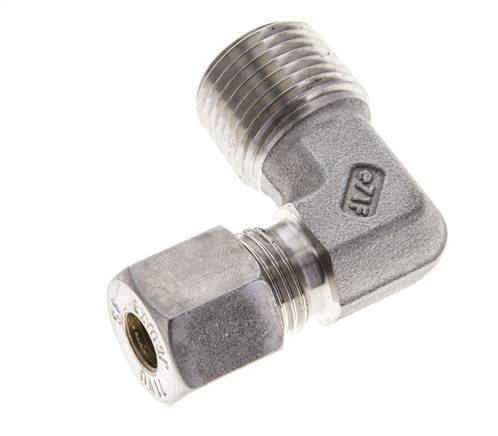 1/2'' NPT-Außengewinde x 8S Edelstahl 90-Grad-Kompressionsverschraubung 630 bar DIN 2353